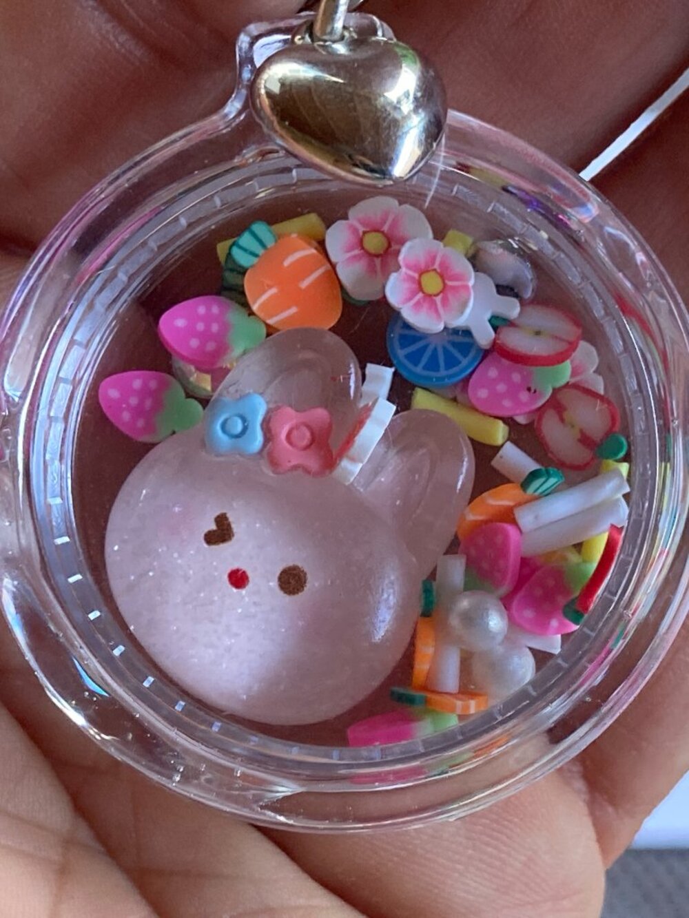 Bunny Head Dry Shaker Keychain Accessory Purse Clip Backpack Charm